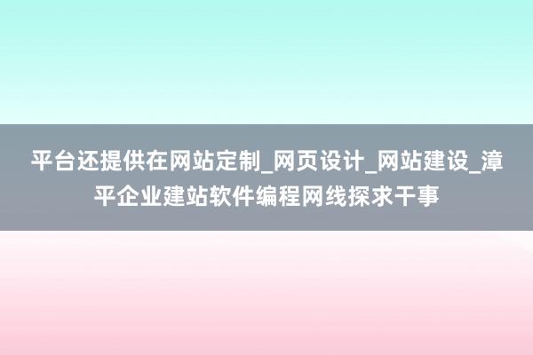 平台还提供在网站定制_网页设计_网站建设_漳平企业建站软件编程网线探求干事